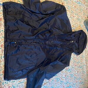 Navy Blue Windbreaker Jacket with Hood